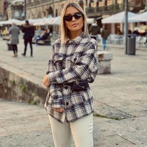 Zara textured plaid oversized shirts
